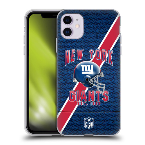 NFL New York Giants Logo Art Football Stripes Soft Gel Case for Apple iPhone 11