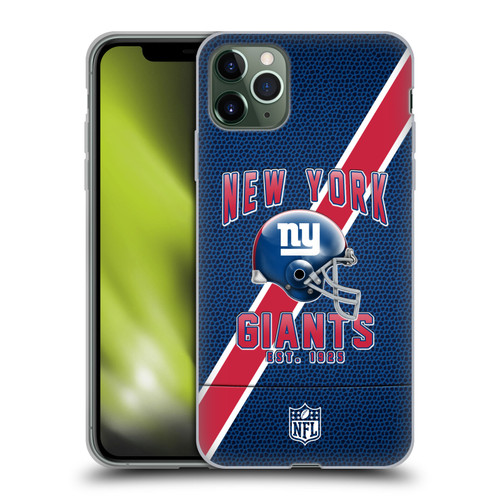 NFL New York Giants Logo Art Football Stripes Soft Gel Case for Apple iPhone 11 Pro Max