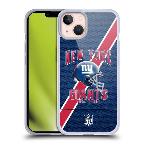 NFL New York Giants Logo Art Football Stripes Soft Gel Case for Apple iPhone 13