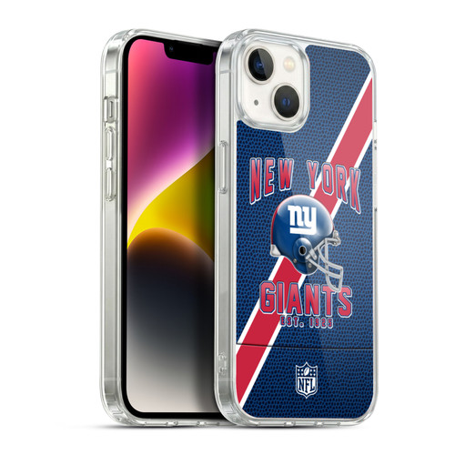 NFL New York Giants Logo Art Football Stripes Soft Gel Case for Apple iPhone 14 Plus & MagSafe
