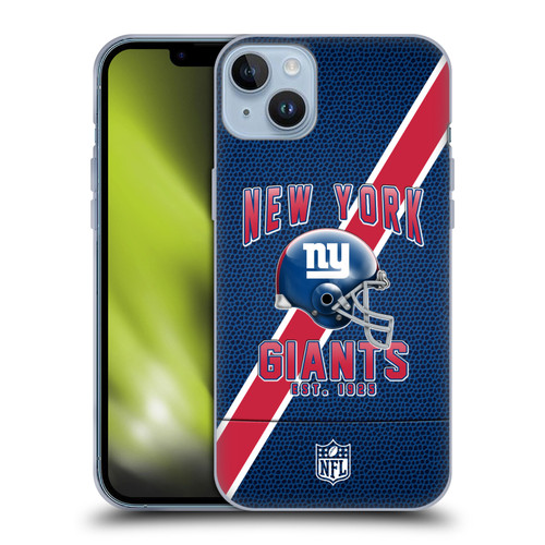 NFL New York Giants Logo Art Football Stripes Soft Gel Case for Apple iPhone 14 Plus