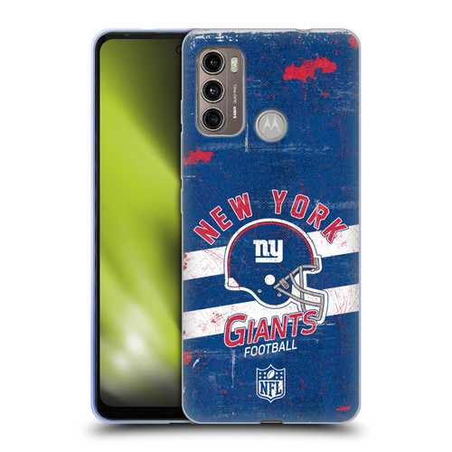 NFL New York Giants Logo Art Helmet Distressed Soft Gel Case for Motorola Moto G60 / Moto G40 Fusion