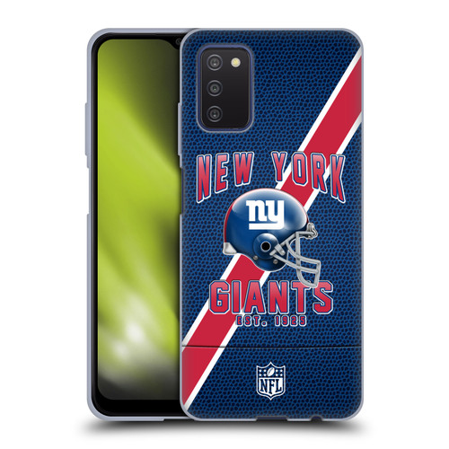 NFL New York Giants Logo Art Football Stripes Soft Gel Case for Samsung Galaxy A03s (2021)