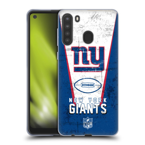 NFL New York Giants Logo Art Banner Soft Gel Case for Samsung Galaxy A21 (2020)