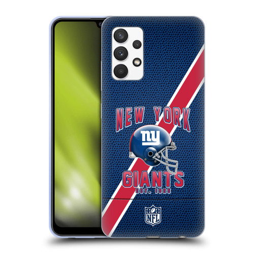 NFL New York Giants Logo Art Football Stripes Soft Gel Case for Samsung Galaxy A32 (2021)