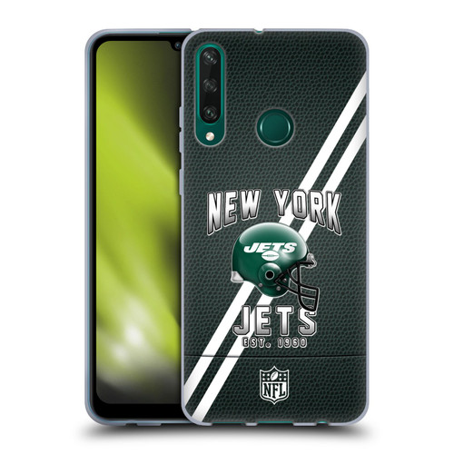 NFL New York Jets Logo Art Football Stripes Soft Gel Case for Huawei Y6p