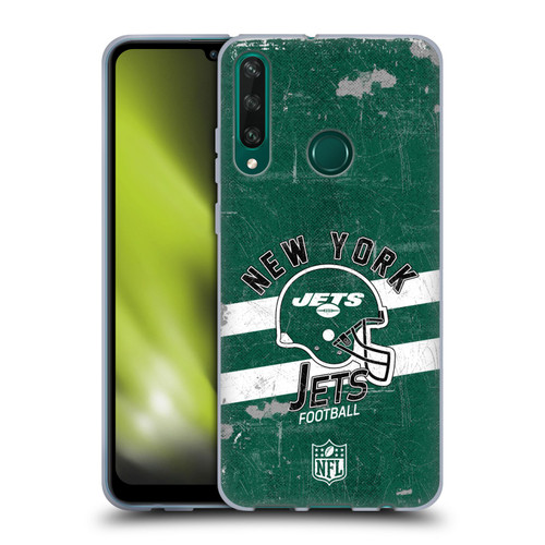 NFL New York Jets Logo Art Helmet Distressed Soft Gel Case for Huawei Y6p