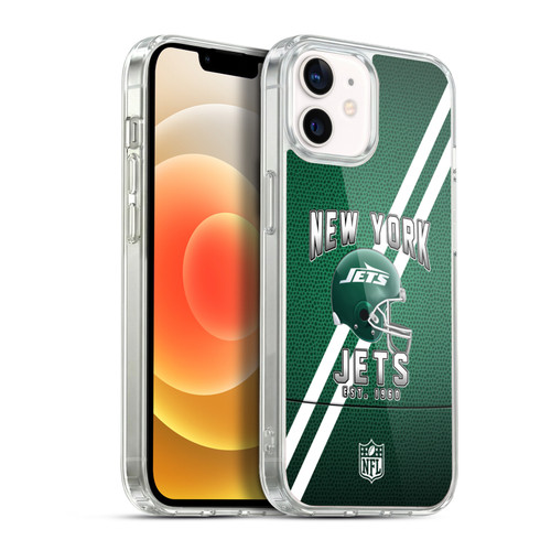 NFL New York Jets Logo Art Football Stripes Soft Gel Case for Apple iPhone 12 / iPhone 12 Pro & MagSafe