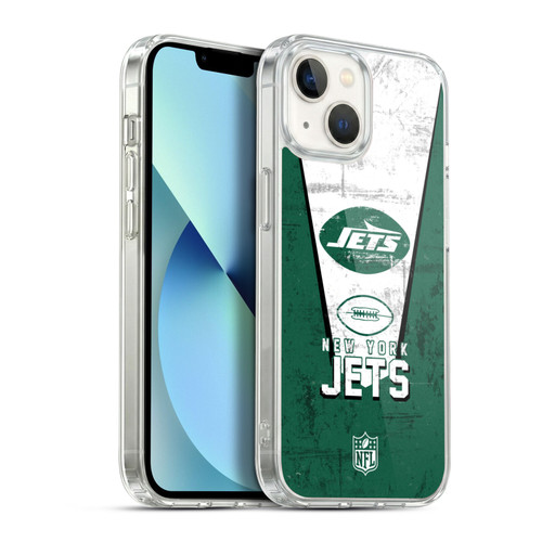 NFL New York Jets Logo Art Banner Soft Gel Case for Apple iPhone 13