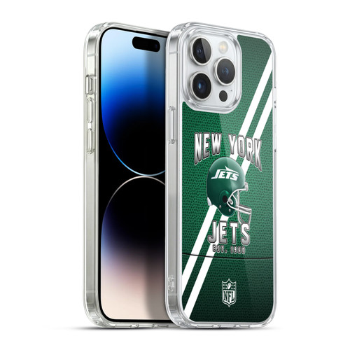 NFL New York Jets Logo Art Football Stripes Soft Gel Case for Apple iPhone 13 Pro Max & MagSafe