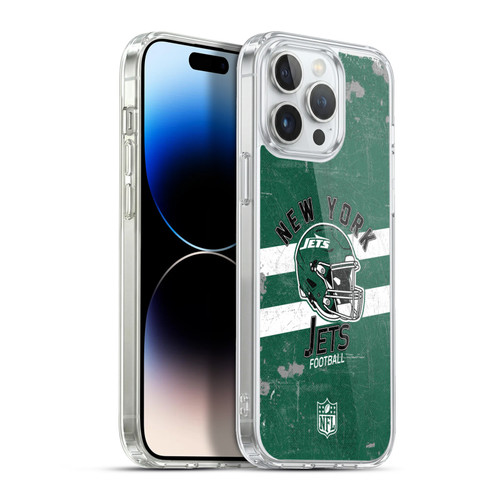 NFL New York Jets Logo Art Helmet Distressed Soft Gel Case for Apple iPhone 13 Pro Max & MagSafe