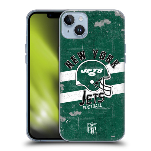 NFL New York Jets Logo Art Helmet Distressed Soft Gel Case for Apple iPhone 14 Plus