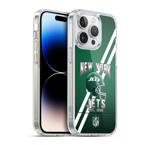 NFL New York Jets Logo Art Football Stripes Soft Gel Case for Apple iPhone 14 Pro & MagSafe