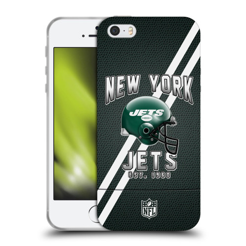 NFL New York Jets Logo Art Football Stripes Soft Gel Case for Apple iPhone 5 / 5s / iPhone SE 2016