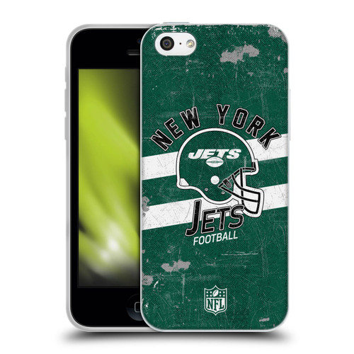 NFL New York Jets Logo Art Helmet Distressed Soft Gel Case for Apple iPhone 5c