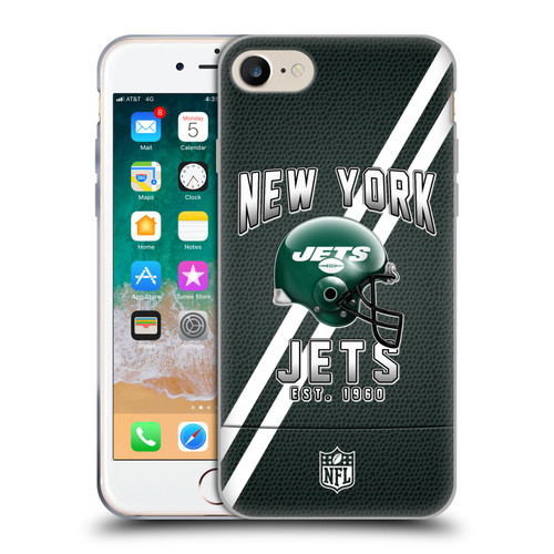 NFL New York Jets Logo Art Football Stripes Soft Gel Case for Apple iPhone 7 / 8 / SE 2020 & 2022