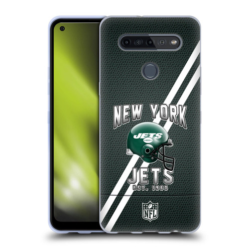 NFL New York Jets Logo Art Football Stripes Soft Gel Case for LG K51S