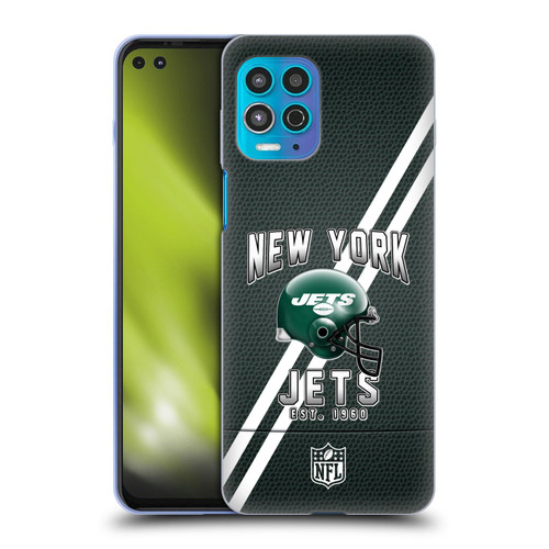 NFL New York Jets Logo Art Football Stripes Soft Gel Case for Motorola Moto G100