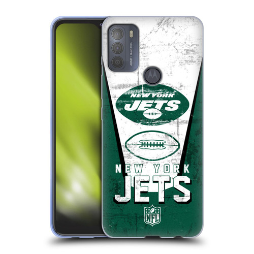 NFL New York Jets Logo Art Banner Soft Gel Case for Motorola Moto G50