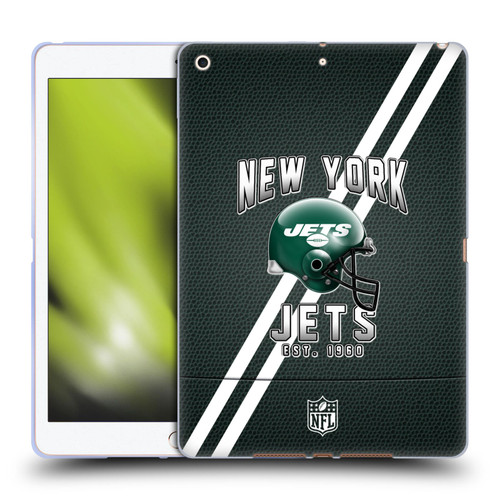 NFL New York Jets Logo Art Football Stripes Soft Gel Case for Apple iPad 10.2 2019/2020/2021