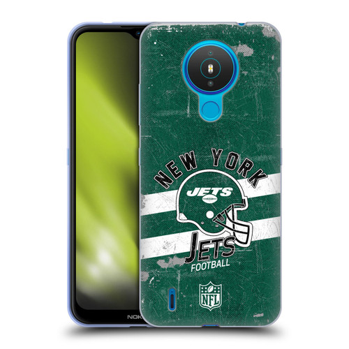 NFL New York Jets Logo Art Helmet Distressed Soft Gel Case for Nokia 1.4