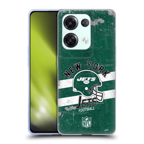 NFL New York Jets Logo Art Helmet Distressed Soft Gel Case for OPPO Reno8 Pro