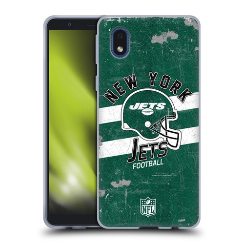 NFL New York Jets Logo Art Helmet Distressed Soft Gel Case for Samsung Galaxy A01 Core (2020)