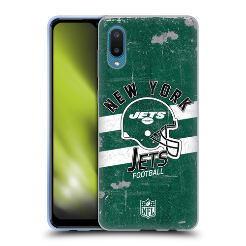 NFL New York Jets Logo Art Helmet Distressed Soft Gel Case for Samsung Galaxy A02/M02 (2021)