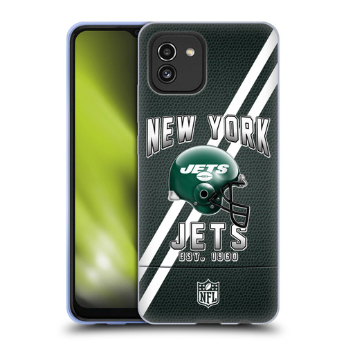 NFL New York Jets Logo Art Football Stripes Soft Gel Case for Samsung Galaxy A03 (2021)