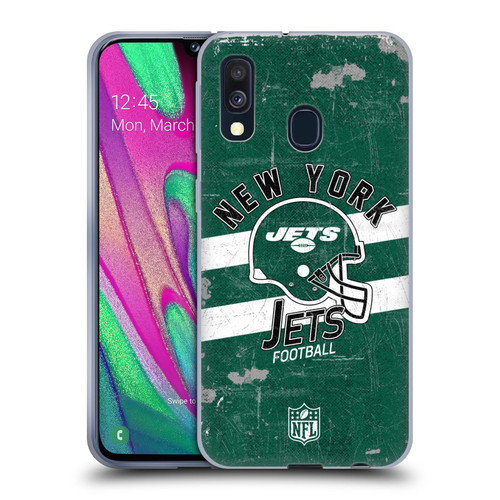 NFL New York Jets Logo Art Helmet Distressed Soft Gel Case for Samsung Galaxy A40 (2019)