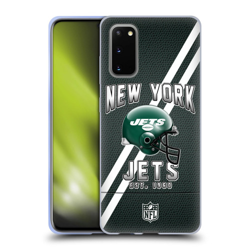 NFL New York Jets Logo Art Football Stripes Soft Gel Case for Samsung Galaxy S20 / S20 5G