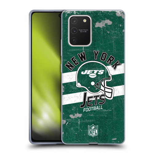 NFL New York Jets Logo Art Helmet Distressed Soft Gel Case for Samsung Galaxy S10 Lite