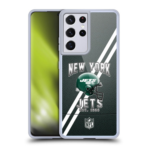 NFL New York Jets Logo Art Football Stripes Soft Gel Case for Samsung Galaxy S21 Ultra 5G