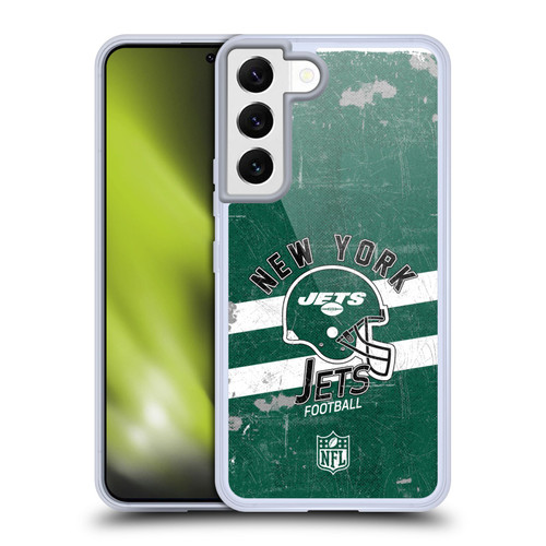 NFL New York Jets Logo Art Helmet Distressed Soft Gel Case for Samsung Galaxy S22 5G
