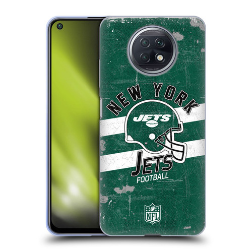NFL New York Jets Logo Art Helmet Distressed Soft Gel Case for Xiaomi Redmi Note 9T 5G