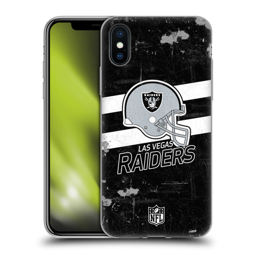 NFL Las Vegas Raiders Logo Art Helmet Distressed Look 100th Soft Gel Case for Apple iPhone X / iPhone XS