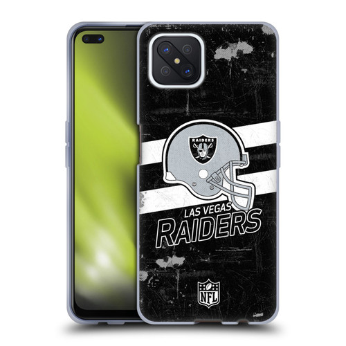 NFL Las Vegas Raiders Logo Art Helmet Distressed Look 100th Soft Gel Case for OPPO Reno4 Z 5G