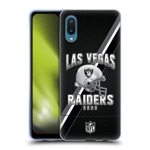 NFL Las Vegas Raiders Logo Art Football Stripes 100th Soft Gel Case for Samsung Galaxy A02/M02 (2021)