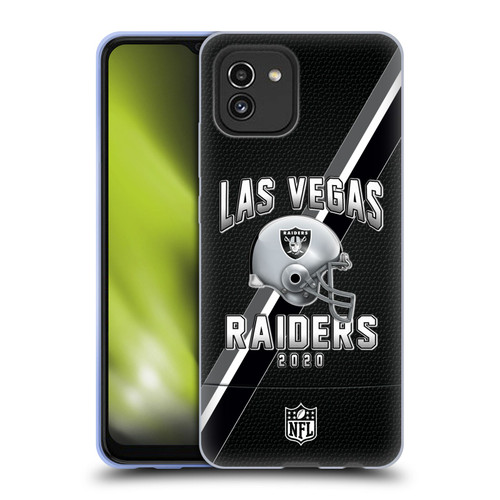 NFL Las Vegas Raiders Logo Art Football Stripes 100th Soft Gel Case for Samsung Galaxy A03 (2021)