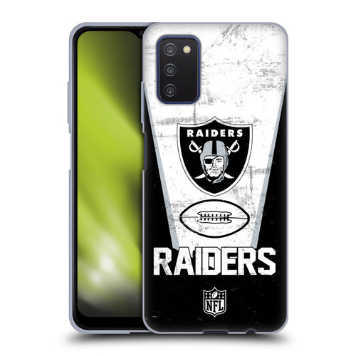 NFL Las Vegas Raiders Logo Art Banner 100th Soft Gel Case for Samsung Galaxy A03s (2021)