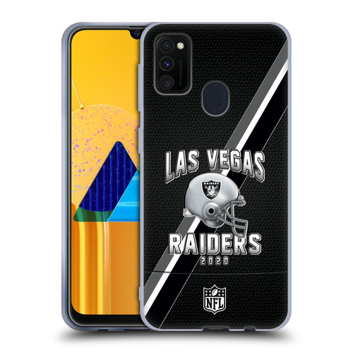 NFL Las Vegas Raiders Logo Art Football Stripes 100th Soft Gel Case for Samsung Galaxy M30s (2019)/M21 (2020)