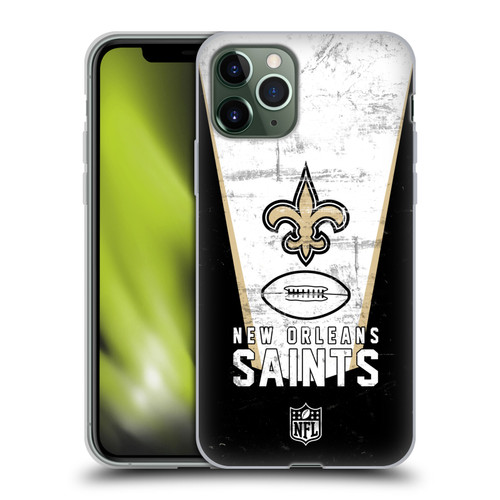 NFL New Orleans Saints Logo Art Banner Soft Gel Case for Apple iPhone 11 Pro