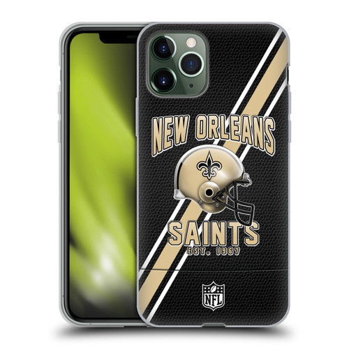 NFL New Orleans Saints Logo Art Football Stripes Soft Gel Case for Apple iPhone 11 Pro