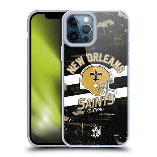 NFL New Orleans Saints Logo Art Helmet Distressed Soft Gel Case for Apple iPhone 12 Pro Max