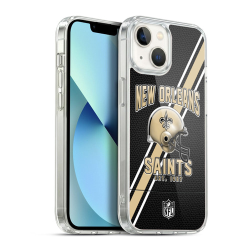 NFL New Orleans Saints Logo Art Football Stripes Soft Gel Case for Apple iPhone 13
