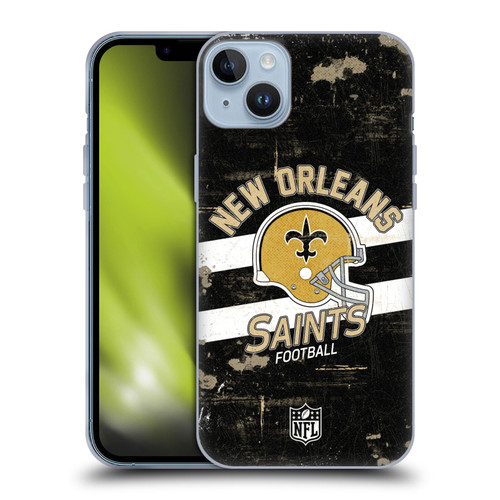 NFL New Orleans Saints Logo Art Helmet Distressed Soft Gel Case for Apple iPhone 14 Plus
