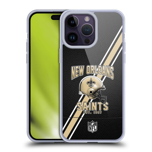 NFL New Orleans Saints Logo Art Football Stripes Soft Gel Case for Apple iPhone 14 Pro Max