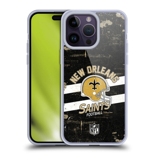 NFL New Orleans Saints Logo Art Helmet Distressed Soft Gel Case for Apple iPhone 14 Pro Max