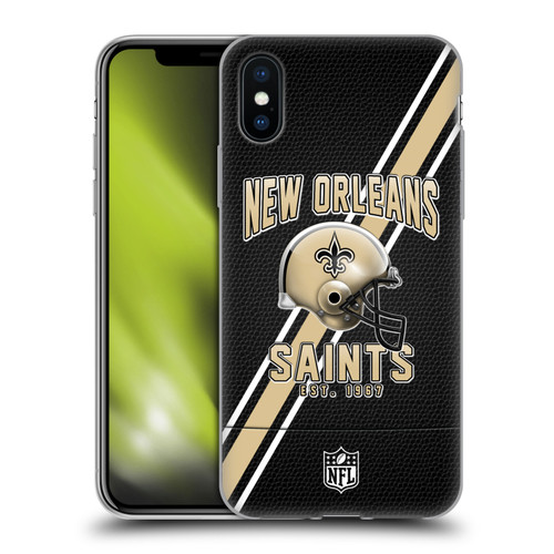 NFL New Orleans Saints Logo Art Football Stripes Soft Gel Case for Apple iPhone X / iPhone XS