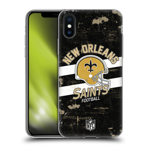 NFL New Orleans Saints Logo Art Helmet Distressed Soft Gel Case for Apple iPhone X / iPhone XS